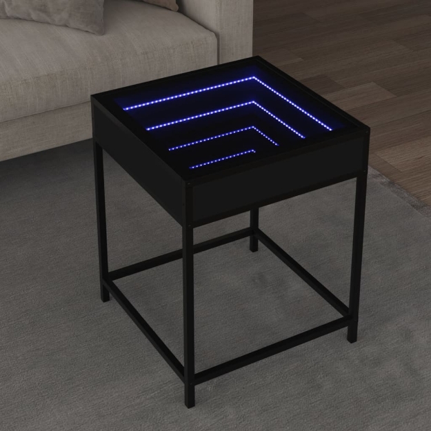 Tavolino da Salotto con LED Infinity Nero 40x40x51 cm