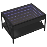 Tavolino da Salotto con LED Infinity Nero 70x50x38 cm