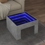 Tavolino da Salotto con LED Infinity Grigio Cemento 50x50x30 cm