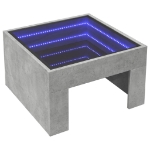 Tavolino da Salotto con LED Infinity Grigio Cemento 50x50x30 cm