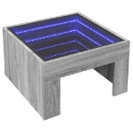 Tavolino da Salotto con LED Infinity Grigio Sonoma 50x50x30 cm