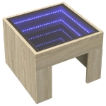 Tavolino da Salotto con LED Infinity Rovere Sonoma 40x40x30 cm