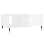 Tavolino Salotto Bianco Lucido 90x50x36,5 cm Legno Multistrato