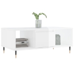 Tavolino Salotto Bianco Lucido 90x50x36,5 cm Legno Multistrato