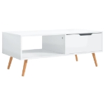 Tavolino Salotto Bianco Lucido 100x49,5x43 cm Legno Multistrato