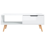 Tavolino Salotto Bianco Lucido 100x49,5x43 cm Legno Multistrato