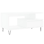 Tavolino da Salotto Bianco 90x49x45 cm in Legno Multistrato