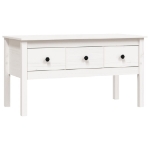 Tavolino da Salotto Bianco 102x49x55 cm Legno Massello di Pino