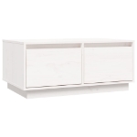 Tavolino da Salotto Bianco 80x50x35 cm Legno Massello di Pino