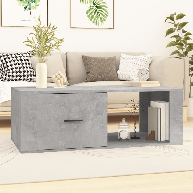 Tavolino Salotto Grigio Cemento 100x50,5x35cm Legno Multistrato