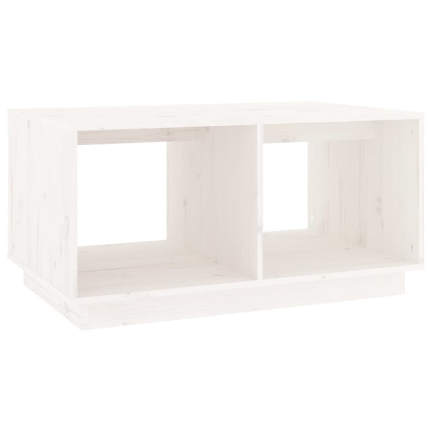 Tavolino da Salotto Bianco 80x50x40 cm Legno Massello di Pino