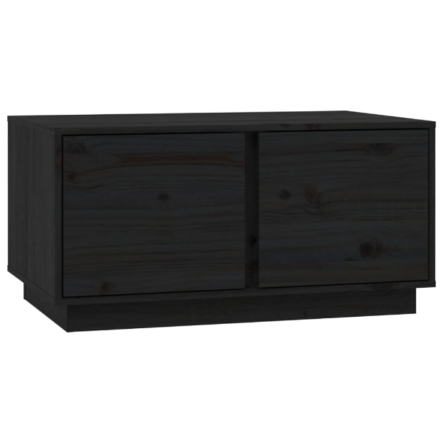 Tavolino da Salotto Nero 80x50x40 cm Legno Massello di Pino