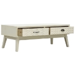 Tavolino Salotto 2 Cassetti Intagliati Grigio 110x50x40cm Legno