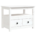 Tavolino da Salotto Bianco 71x49x55cm in Legno Massello di Pino