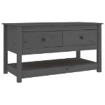 Tavolino da Salotto Grigio 102x49x55 cm Legno Massello di Pino