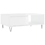 Tavolino Salotto Bianco Lucido 90x60x35 cm in Legno Multistrato