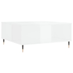 Tavolino Salotto Bianco Lucido 80x80x36,5 cm Legno Multistrato