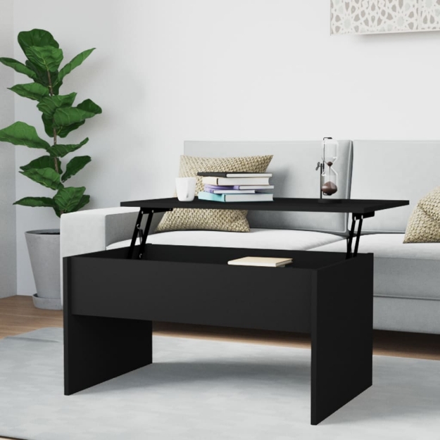 Tavolino da Salotto Nero 80x55,5x41,5 cm in Legno Multistrato