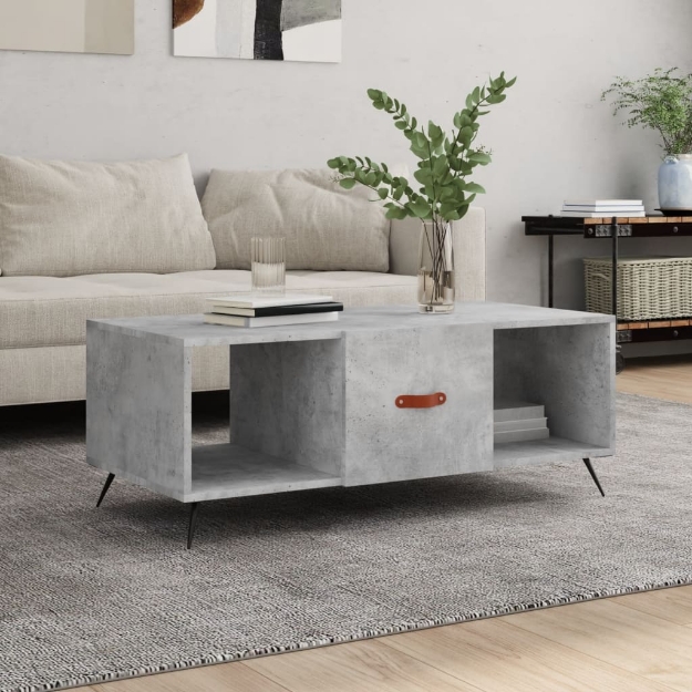 Tavolino Salotto Grigio Cemento 102x50x40 cm Legno Multistrato