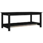 Tavolino da Salotto Nero 110x55x45 cm Legno Massello di Pino