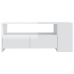 Tavolino da Salotto Bianco Lucido 102x55x42 cm Legno Compensato