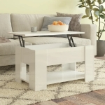 Tavolino Salotto Bianco Lucido 79x49x41 cm in Legno Multistrato