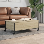 Tavolino con Ruote Rovere Sonoma 91x55x34 cm Legno Multistrato