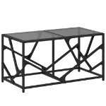 Tavolino con Piano in Vetro Nero 78,5x40x41 cm Acciaio