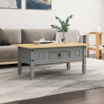 Tavolino Caffé Pino Messicano Corona Range Grigio 100x55x44 cm