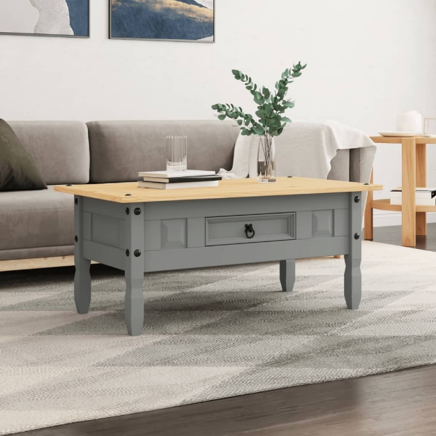 Tavolino Caffé Pino Messicano Corona Range Grigio 100x55x44 cm