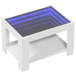 Tavolino Salotto con LED Bianco 73x53x45 cm Legno Multistrato