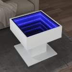 Tavolino Salotto con LED Bianco 50x50x45 cm Legno Multistrato