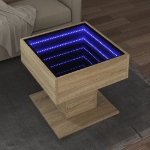 Tavolino Salotto con LED Rovere Sonoma 50x50x45 cm Multistrato