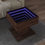 Tavolino Salotto con LED Rovere Marrone 50x50x45 cm Multistrato