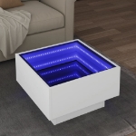 Tavolino Salotto con LED Bianco 50x50x30 cm Legno Multistrato