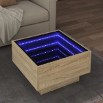 Tavolino Salotto con LED Rovere Sonoma 50x50x30 cm Multistrato