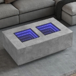 Tavolino Salotto con LED Infinity Grigio Cemento 116x69x40 cm