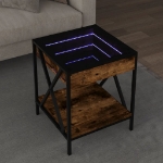 Tavolino da Salotto con LED Infinity Rovere Fumo 40x40x49 cm