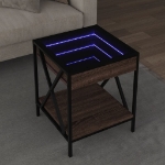 Tavolino da Salotto con LED Infinity Rovere Marrone 40x40x49 cm