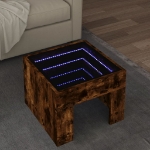 Tavolino da Salotto con LED Infinity Rovere Fumo 40x40x30 cm