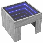 Tavolino da Salotto con LED Infinity Grigio Sonoma 40x40x30 cm