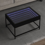 Tavolino da Salotto con LED Infinity Nero 70x50x41 cm