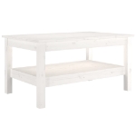 Tavolino da Salotto Bianco 80x50x40 cm Legno Massello di Pino