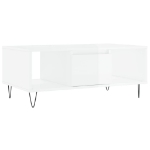 Tavolino Salotto Bianco Lucido 90x50x36,5 cm Legno Multistrato