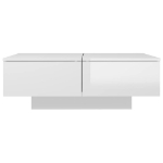 Tavolino Salotto Bianco Lucido 90x60x31 cm in Legno Multistrato