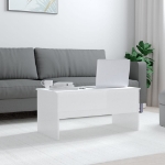 Tavolino Bianco Lucido 102x50,5x46,5 cm in Legno Multistrato