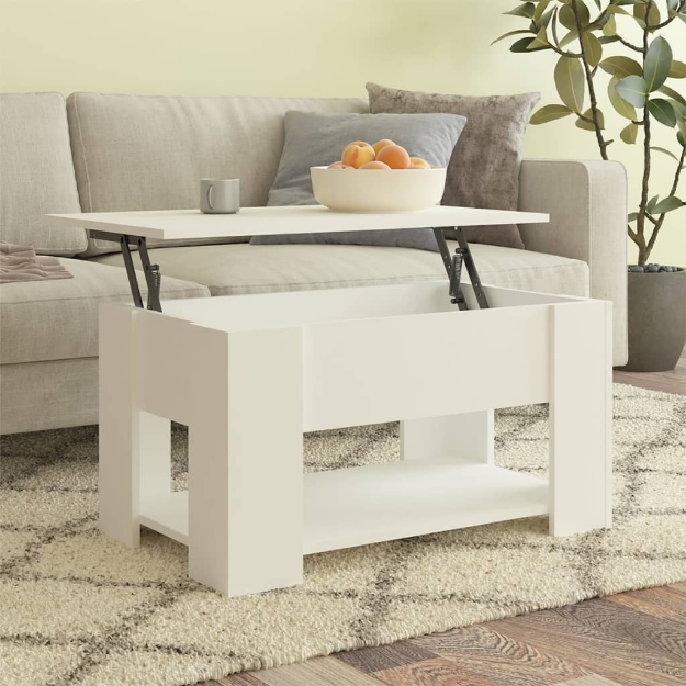 Tavolino da Salotto Bianco 79x49x41 cm in Legno Multistrato