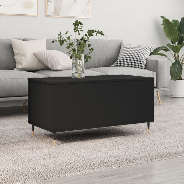 Tavolino da Salotto Nero 90x44,5x45 cm in Legno Multistrato