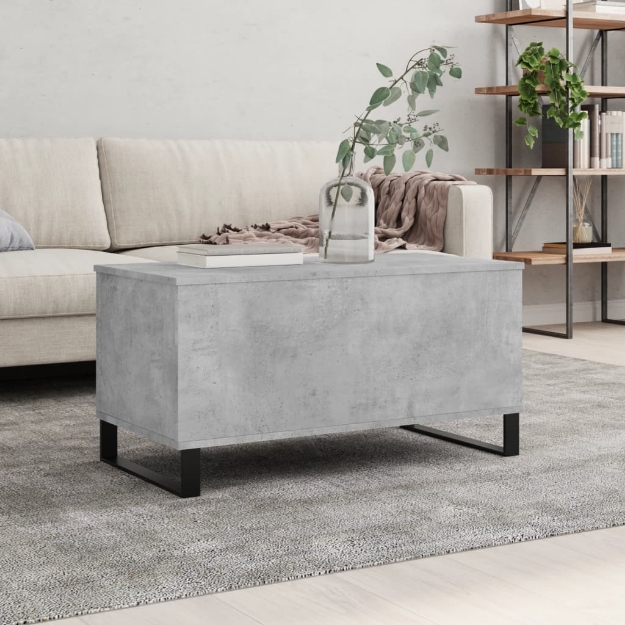 Tavolino Salotto Grigio Cemento 90x44,5x45 cm Legno Multistrato