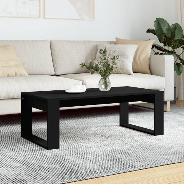 Tavolino da Salotto Nero 102x50x35 cm in Legno Multistrato